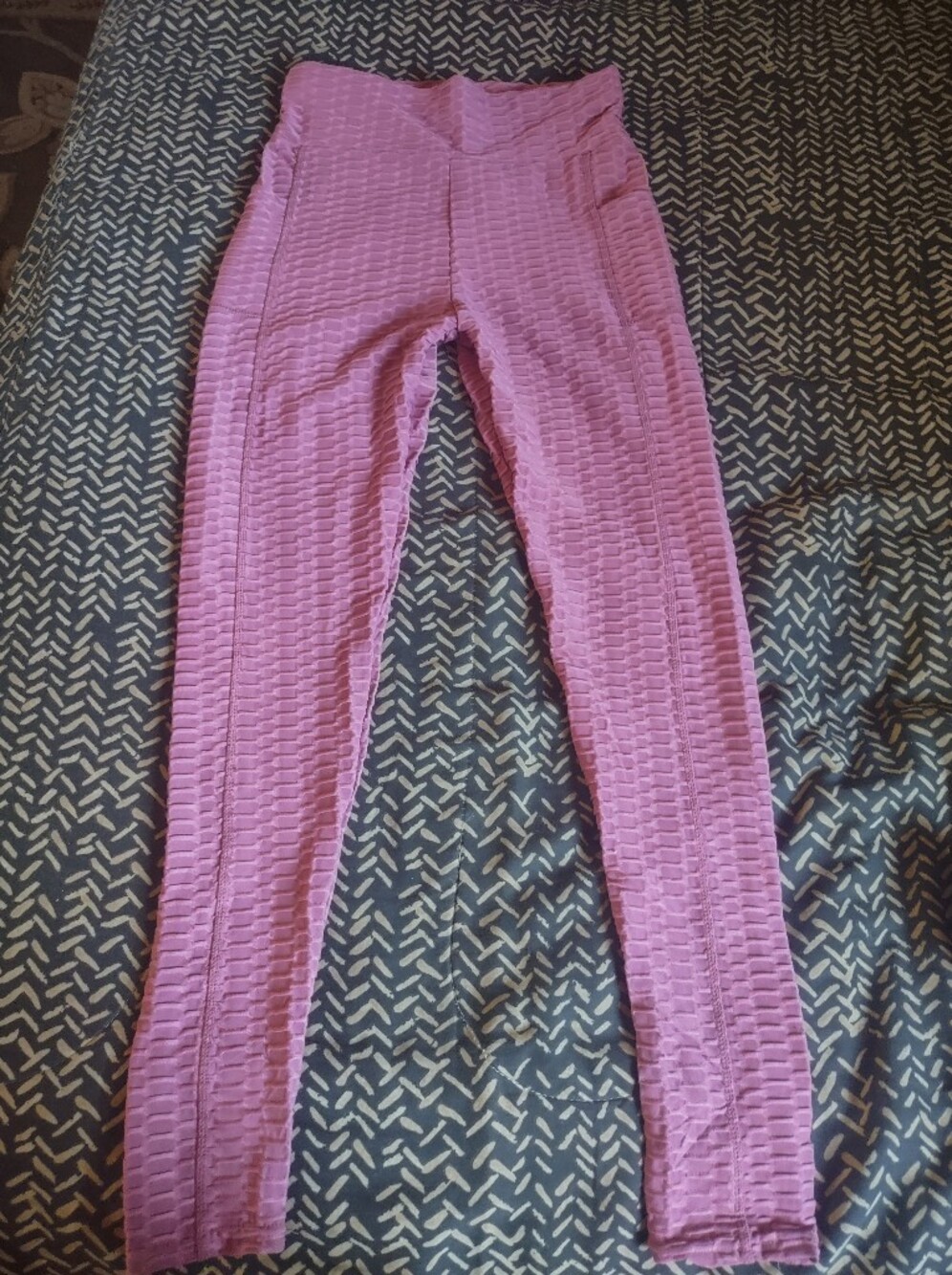 New Mix Mauve Textured High-Waist Leggings/Size Medium (Women)